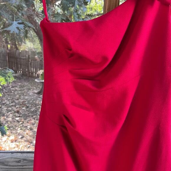Ann Taylor Women's Red One Shoulder Side Pleated Cocktail Dress Size 12. NEW - Picture 4 of 9